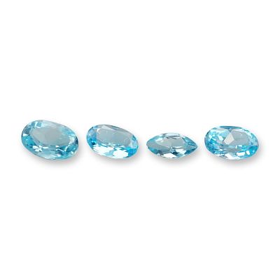 4pc Oval and Marquise Cut Blue Topaz Gemstones. Grouping of 4 Blue Topaz stones. Blue topaz is a 