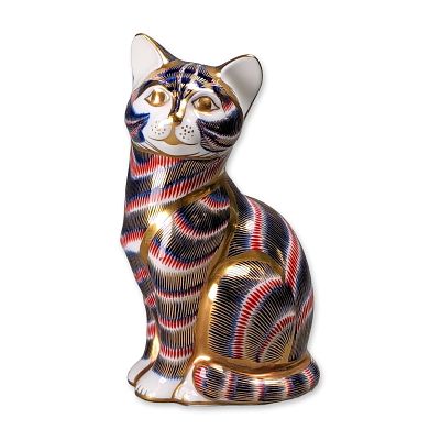 Royal Crown Derby Bone China Imari Cat Paperweight. Royal Crown Derby bone china cat figurine 