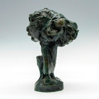 Susse Freres Bronze Mini Sculpture, Signed. Cire Perdoc cast rustic sculpture of woman and 