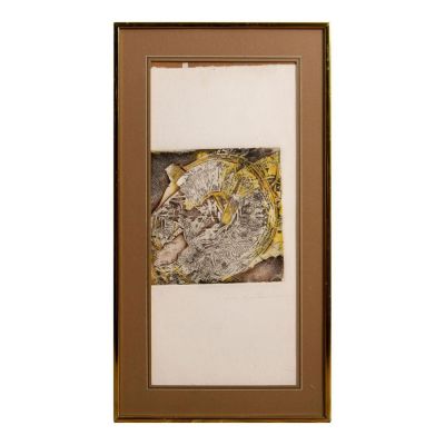 Color Etching, Surrealist Abstraction, Signed. Color etching of a Surrealist abstraction with 