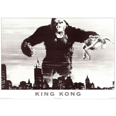 Movie Poster, King Kong, 1933. Vintage poster from the 1933 movie: King Kong starring Fay Wray 