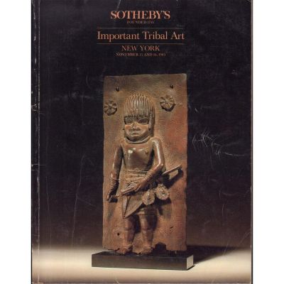 Auction Catalog, Sotheby's Important Tribal Art. New York, November 15 and 16, 1985. Covering 