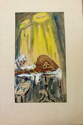 Иванов Кирилл. Операция. Бумага, акварель. 1973 г. Размер: 29,5 х 16 см.
Работа подписная. В 