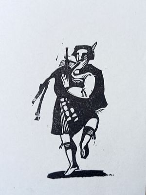 Ястребенецкий А.Г. Иллюстрация к балладам Роберта Бернса. Ксилография. Размер : 10,5 х 8 см. 