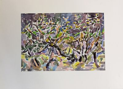 Иванов Игорь. Цветущий сад. Назия, 2003 г. Бумага, акварель. Размер:19,5 х 29 см. Работа 