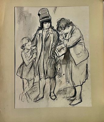 Фитингоф Георгий. Трое. 1966 г. Бумага, карандаш. Размер: 46 х 33 см.
Штамп Г. Фитингофа. 