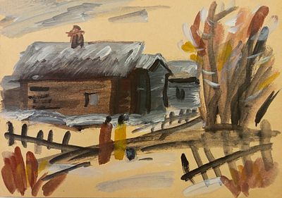 Писарева Г. Озерки. 1999год. Бумага, гуашь, акварель. Размер: 20,5 х 28 см.
Работа в хорошем 