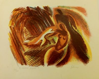 Зайчик Екатерина. В поисках радости (II). 1980-е гг (?). Бумага, цветная литография, 30/60 см. 