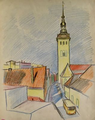 Воронова Виктория. Таллин. 1985 г. Бумага, карандаш. Размер: 36,5 Х 29,5 см.
Работа без 