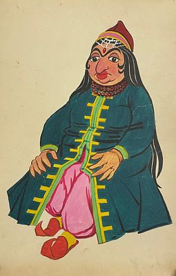 Эскиз костюма для Театра кукол. Бумага, гуашь. Размер: 41,5 х 29,5 см.
В хорошем состоянии.