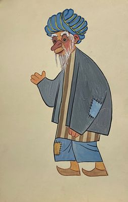 Эскиз костюма для Театра кукол. Бумага, гуашь. Размер: 41,5 х 29,5 см.
В хорошем состоянии.