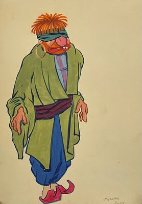 Эскиз костюма для Театра кукол. Бумага, гуашь. Размер: 41,5 х 29,5 см.
В хорошем состоянии.