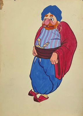 Эскиз костюма для Театра кукол. Бумага, гуашь. Размер: 41,5 х 29,5 см.
В хорошем состоянии.