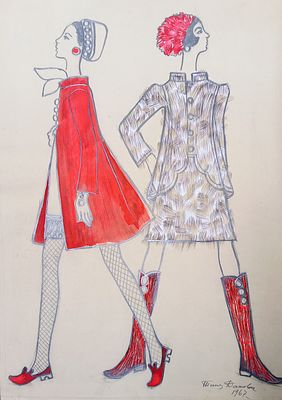 Данова Татьяна. Эскизы костюмов. 1967г. Бумага, смешанная техника. Размер: 50 х 35 см. Работа 