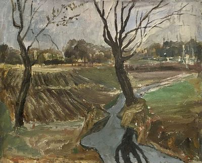 Гершкович А. Пейзаж. Холст, масло. 1980гг. Размер: 39,5 Х 49,5 см.
Работа без подписи. В 