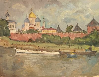 Гершкович Александр. Храм. 1980 гг. Картон, масло. Размер: 34 х 44 см. Работа без подписи. В 