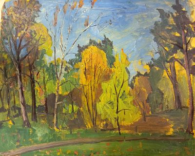 Гершкович Александр. Роща. 1980 гг. Картон, масло. Размер: 36 х 44 см. Работа без подписи. В 