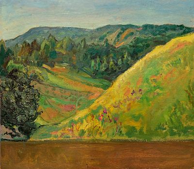 Гершкович Александр. Луга. 1980 гг. Картон, масло. Размер: 40 х 45 см. Работа без подписи. В 