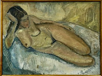 Гершкович А. Обнаженная. 1993 г. Холст, масло. Размер: 51 Х 66,5 см.
Работа подписная. В 