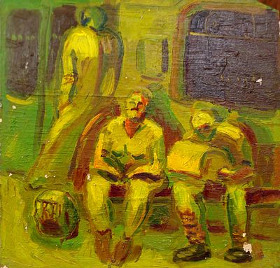 Дашевский Александр. Цикл метро. 1998 г. Оргалит, масло. Размер: 53 х 55 см.
Работа без 