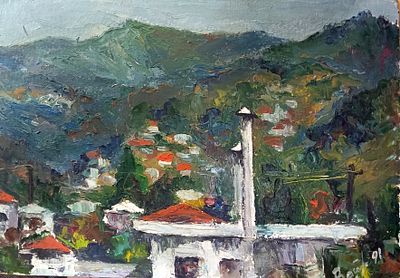 Вайциос Василис. Греция. 1991 г. Картон, масло. Размер: 33 х 49,5 см . Работа подписная, в 