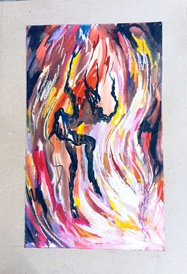 Вайциос Василис. Танец огня. 1990-е гг. Бумага, акварель. Размер: 50 х 30 см . Работа подписная 