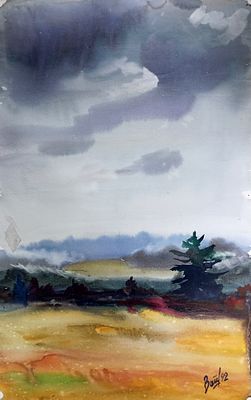 Вайциос Василис. Пушгоры. 1992 г. Бумага, акварель. Размер: 49 х 31 см . Работа подписная, в 