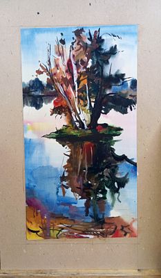 Вайциос Василис. Зеркальная гладь. 1990-е гг. Бумага, акварель. Размер: 48 х 26 см. Работа 