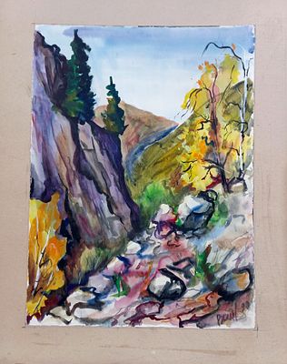 Вайциос Василис. В горах. 1990 г. Бумага, акварель. Размер: 49,5 х 36 см. Работа подписная, в 