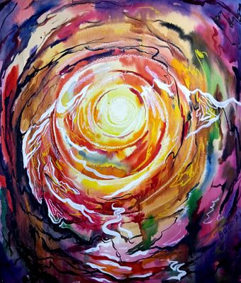 Вайциос Василис. Солнце . 1990-е гг . Бумага, акварель. Размер: 50 х 43,5 см . Работа в хорошем 