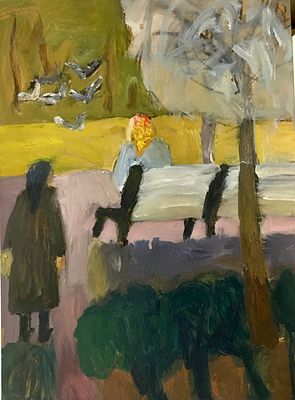 Сопина Ю. Две старушки. 2006 год. Оргалит, масло. Размер: 54 Х 39 см.
Работа подписная (на 