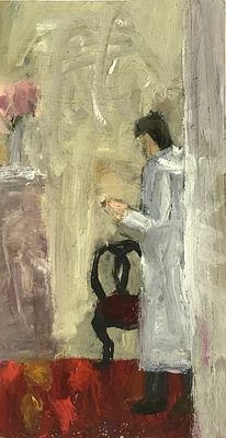 Сопина Ю. Месса. 2007 г. Оргалит, масло. Размер: 60 Х 31 см.
Работа подписная (на оборотной 