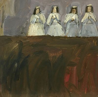 Сопина Ю. Девушки из процессии. 2006 г. Оргалит, масло. Размер: 39 Х 39 см.
Работа подписная 