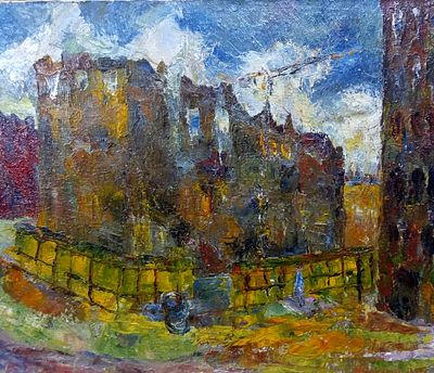 Шпагин Михаил. Городской пейзаж. 1998 г. Холст, масло. Размеры: 51 х 61 см. Работа в хорошем 
