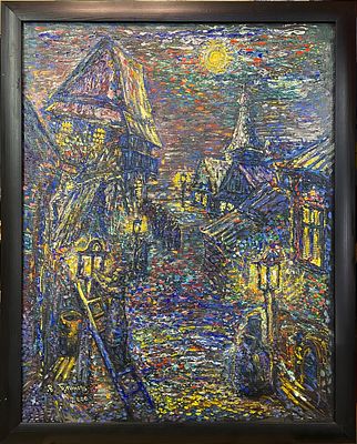 Блинов Валентин. Местечко. 2000 г. Холст, масло. Размер: 70 х 55 см. Работа подписная. В 