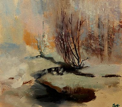 Н/Х Пейзаж. 1980-е г.г. Картон, масло. Размер: 26,5х 31 см. В хорошем состоянии.