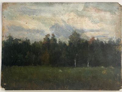 [Из собрания семьи В. Успенского] Успенский Владимир. Лес. Бумага, масло. Размер: 23,5 х 33 см. 