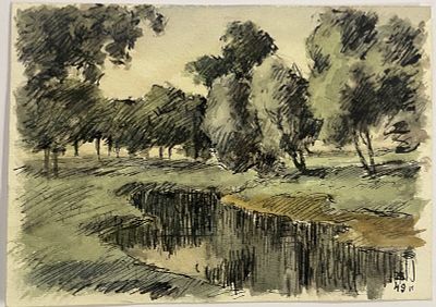 [Из собрания семьи В. Успенского] Успенский Владимир. На островах. 1949 г. Бумага, акварель 