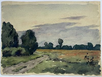 [Из собрания семьи В. Успенского] Успенский Владимир. Пейзаж. 1950-е гг. Бумага, акварель 