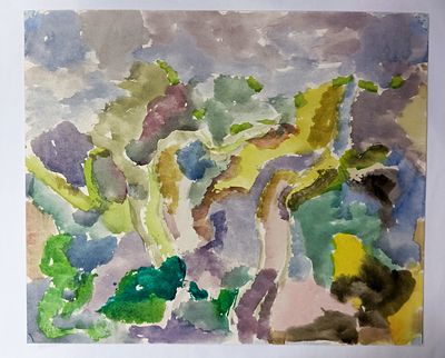 Иванов Игорь. Без названия. 1975 г. Бумага, акварель. Размер: 34 х 42 см. Работа подписная, в 