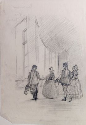 Рейпольский Алексей. Иллюстрация. 1980-е г.г. Рисунок на кальке. Бумага, карандаш. Размер: 30 х 