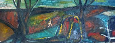 Чернов Олег. Прогулка. 2000-е гг. Картон, масло. Размер: 45 х 121 см. Работа в хорошем состоянии. 