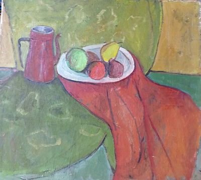Гершкович Александр. Натюрморт с красным кофейником. 1989 год. Холст, масло. Размер: 77 х 83 