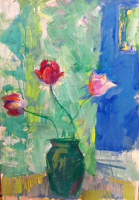 Кучеренко Владимир. Тюльпаны. 1970-е гг. Картон, смешанная техника. Размер: 54 х 38 см.
Работа 