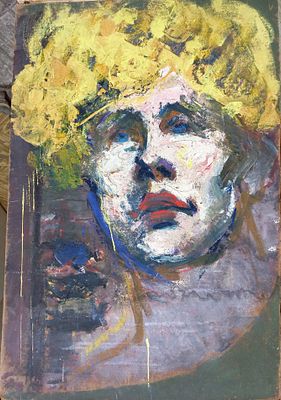 Кучеренко Владимир. Женский портрет. 1970-е гг. Картон, смешанная техника. Размер: 73 х 50 см. 