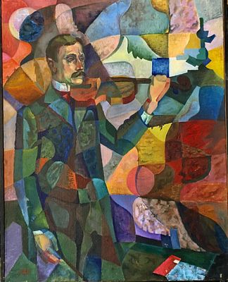 Малтабаров А.Н. Художник М.Матюшин в 1910-е годы. 1987 г. Холст, масло. Размер: 80 х 64 см. 