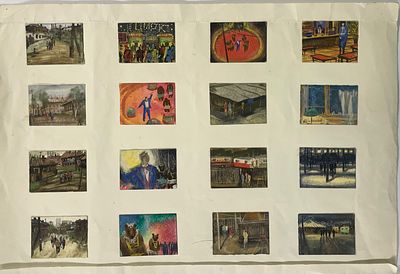 [Дарственная] Гасилов Владимир. 16 эскизов к к/ф "Дикий Гаврила". 1976 г. Бумага, акварель. 