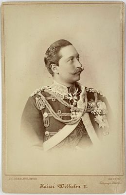 Фото-кабинет. Кайзер Вильгельм II. 1888 г. Размер: 14,5 х 10 см. Фото на паспарту. 
Вильгельм 