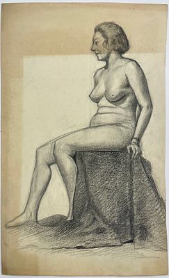 [Из собрания семьи В. Успенского] Н/х. Обнаженная. Бумага, карандаш. Размер: 40,5 х 24,5 см. Раб 