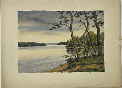 [Из собрания семьи В. Успенского] Успенский Владимир. На Череменецком озере. 1940 г. Бумага 